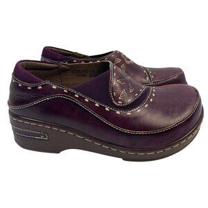 L'Artiste by Spring Step Women's Burbank Purple Leather Clog Size 37
